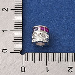 真鍮製マイクロパヴェキュービックジルコニアビーズ  コラム  カドミウムフリー＆鉛フリー  ラックめっき  長持ちメッキ  銀  7.5x7.5mm  穴：3.5mm&nbsp;KK-D378-22S