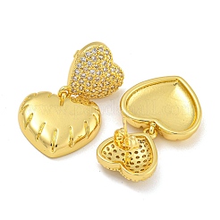 Rack Plating Brass Micro Pave Clear Cubic Zirconia Stud Earrings&nbsp;EJEW-I313-15E-G