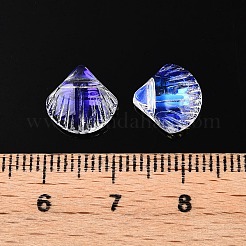 透明な電気メッキガラスチャーム  ABカラーメッキ  シェル形状  10x10.5x4.5mm  穴：1mm&nbsp;EGLA-N005-10