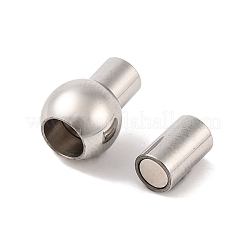 変色しにくい304ステンレススチール製のマグネット留め具と接着端  オーバル  ステンレス鋼色  17x8mm  穴：4mm&nbsp;LS-STAS-E049-19