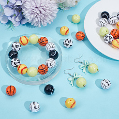 36pcs 6 styles Sport Theme Opaque Resin Beads&nbsp;RESI-SC0003-21