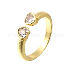 Brass Micro Pave Cubic Zirconia Cuff Rings for Women&nbsp;RJEW-F181-09G