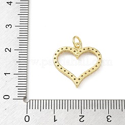バレンタインデーの真鍮マイクロパヴェクリアキュービックジルコニアペンダント  ハートチャーム  切り取る  ラックめっき  長持ちメッキ  カドミウムフリー＆鉛フリー  18KGP本金メッキ  18x18x2.5mm  穴：3.5mm&nbsp;KK-A303-20A-G