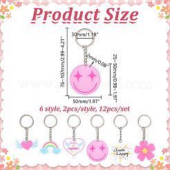 12Pcs 6 Style Acrylic Keychains&nbsp;KEYC-HY0001-40