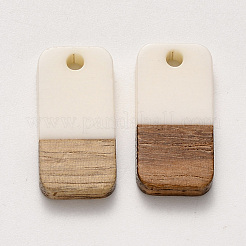 樹脂＆ウォールナットウッドペンダント  ワックス  長方形  リネン  20.5x10x3~4mm  穴：2mm&nbsp;RESI-S384-008A-A07