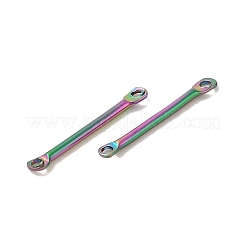 イオンプレーティング（IP）304ステンレススチールコネクタチャーム  バーリンク  虹色  15x2x1mm  穴：1mm&nbsp;STAS-Q323-04D-MC