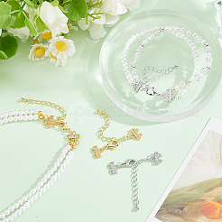 4Pcs 2 Colors Brass Micro Pave Clear Cubic Zirconia Ends with Chains&nbsp;FIND-BBC0005-22B