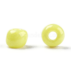 ベーキングペイントガラスのシードビーズ8/0  丸い穴  ラウンド  きいろ  3~3.5x2mm  穴：1~1.2mm  約10000個/ポンド&nbsp;SEED-R051-07B-07