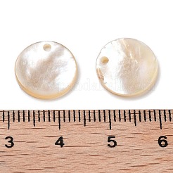 天然の白/黒の貝殻彫刻ペンダント  フラットラウンド  12.5x1.5mm  穴：1.4mm&nbsp;SSHEL-D084-01B