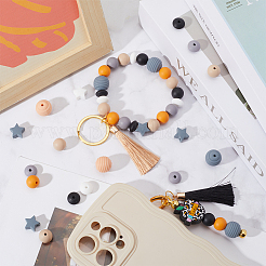 7Pcs 7 Colors Round with Nylon Thread Food Grade Eco-Friendly Silicone Beads&nbsp;DIY-SC0025-32