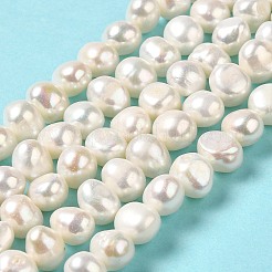 天然養殖淡水パールビーズ連売り  研磨両側  グレード4 A  フローラルホワイト  7~8x8~9x6.5~7mm  穴：0.5mm  約44個/連  12.99~13.19''（33~33.5センチメートル）&nbsp;PEAR-E017-09