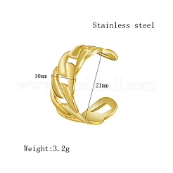 304ステンレススチールカーブチェーンスタイルのカフリング  女性男性向け  18KGP本金メッキ  10mm  内径：21mm&nbsp;OO8313-1