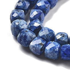 染め天然セサミジャスパービーズ連売り  多面カット  キューブ  藤紫色  6.5~7x6.5~7x6.5~7mm  穴：1mm  約61~62個/連  15.47~15.67インチ（39.3~39.8cm）&nbsp;G-C179-B02-01
