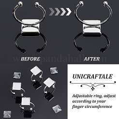 DIY Blank Square Cuff Ring Making Kit&nbsp;DIY-UN0005-39
