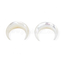 パールシェルビーズの天然な白いシェルマザーオブパール  ムーン  ホワイトスモーク  15x13x3mm  穴：0.8mm&nbsp;X-SSHEL-T012-07