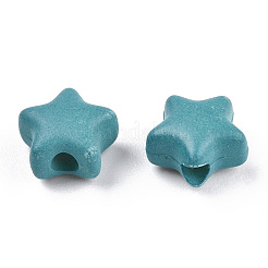 スプレープリントアクリルビーズ  スター  ダークターコイズ  8.5x9.5x5mm  穴：2mm  約2050個/500g&nbsp;MACR-S373-45-O08