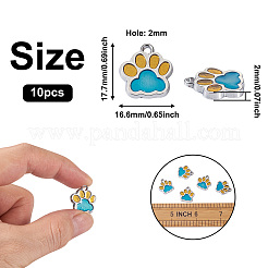 合金エナメルチャーム  ツートン  犬の足跡  プラチナ  空色  17.7x16.6x2mm  穴：2mm&nbsp;ENAM-TAC0001-06D