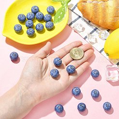 不透明樹脂ペンダント10個  模造食品  ブルーベリー  プラチナアイアンループ付き  ミッドナイトブルー  15x16mm&nbsp;RESI-CJC0012-40