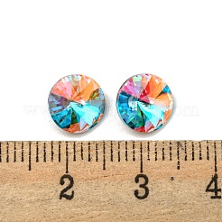ガラスラインストーンカボション  ポイントバック＆バックメッキ  多面カット  ダイヤモンド  アクアマリン  8x4.5mm&nbsp;RGLA-M017-G02-202ST