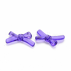 透明なアクリルビーズ  蝶結び  紫色のメディア  20x34x5.5mm  穴：1.8mm&nbsp;X-TACR-S154-55B-936