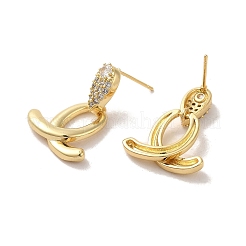 Brass Micro Pave Cubic Zirconia Earrings for Women&nbsp;EJEW-E301-06G