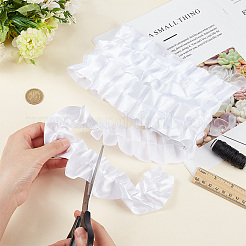 フリル布リボン  プリーツリボン  衣服の付属品  雪  2インチ（50mm）  約4.92ヤード（4.5m）/カード&nbsp;DIY-WH0410-37