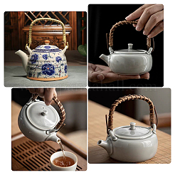 4 Pcs 2 Colors Rattan Metal Teapot Handle&nbsp;FIND-PH0001-06-WH