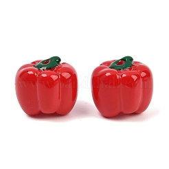 不透明な樹脂製の模造植物ビーズ  ピーマン  レッド  15.5x16.5x15.5mm  穴：2mm&nbsp;RE-CBAC4C7-01B