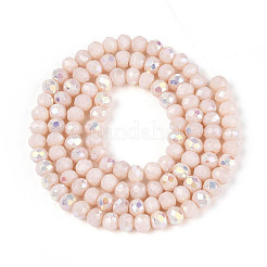 AB Color Plated Opaque Glass Rondelle Beads Strands&nbsp;EGLA-T029-4mm-09C
