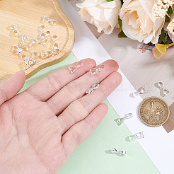 真鍮製アイスピックピンチベイル30個  925銀メッキ  10x3mm  穴：4.5x3.5mm  ピン：0.9mm&nbsp;KK-BBC0024-75C