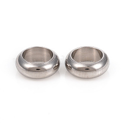 変色しない201ステンレススチールスペーサービーズ  大穴ビーズ  フラットラウンド  ステンレス鋼色  8x3mm  穴：5.5mm&nbsp;STAS-L238-16B-P