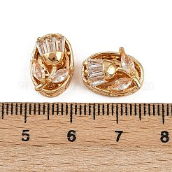 真鍮製マイクロパヴェキュービックジルコニアビーズ  花とオーバル  18KGP本金メッキ  13.5x10.5x6mm  穴：1.8mm&nbsp;KK-C115-17G
