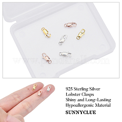 6個3色925スターリングシルバーロブスタークロウクラスプ  スタンプ925個付き  ミックスカラー  10.5mm  穴：1mm  2個/カラー&nbsp;STER-SC0001-06