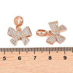 Brass Micro Pave Cubic Zirconia European Dangle Charms&nbsp;ZIRC-E163-15RG