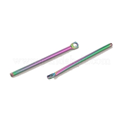 イオンプレーティング（IP）304ステンレスペンダント  バーチャーム  虹色  25x2x1.2mm  穴：1mm&nbsp;STAS-Q323-03B-MC