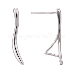 Anti-Tarnish Rhodium Plated 925 Sterling Silver Stud Earring Findings&nbsp;STER-F048-36P