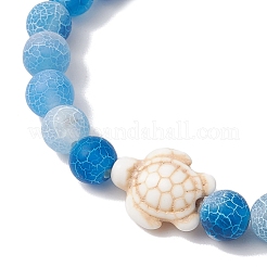 Dyed Natural Weathered Agate Round Beads Stretch Bracelets&nbsp;BJEW-JB11078-04