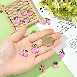 10個10スタイル亜鉛合金ペンダント  エナメル  ライトゴールド  ミックスフルーツ  ピンク  17~21x11~17.5x1~3mm  穴：1.2~1.8mm  1個/スタイル&nbsp;FIND-YW0011-42