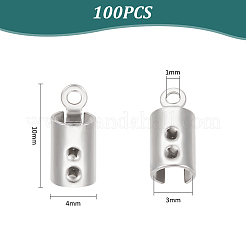304ステンレススチールコードエンド  エンドキャップ  コラム  ステンレス鋼色  10x4mm  穴：1mm  内径：3mm&nbsp;STAS-UN0009-36P