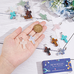 16Pcs 8 Styles Natural & Synthetic Gemstone Pendants&nbsp;G-SC0002-38