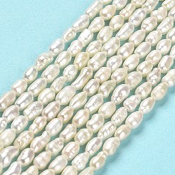 天然養殖淡水パールビーズ連売り  ライス  グレード2a+  フローラルホワイト  4.5~6x3~4x3~4mm  穴：0.5mm  約66~70個/連  14.17''（36センチメートル）&nbsp;PEAR-E016-123
