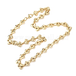 304ステンレススチール製ダイヤモンドシェイプリンクチェーンネックレス（女性・男性用）  イオンプレーティング（ip）  18KGP本金メッキ  21.85インチ（55.5cm）&nbsp;NJEW-F363-01G