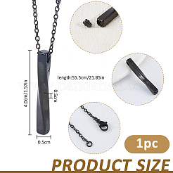 304ステンレススチール製ツイスト長方形ペンダント骨壷灰ネックレス  ブラック  21.85インチ（55.5cm）&nbsp;NJEW-WH0036-029EB