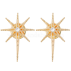 2Pcs Brass Micro Pave Clear Cubic Zirconia Lapel Pin Backs for Clothes&nbsp;JEWB-FH0002-54G