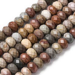 天然アラシャン瑪瑙ビーズ連売り  ロンデル  多面カット  8x5.5~6mm  穴：1mm  約62個/連  15.04''（38.2センチメートル）&nbsp;G-B179-A03-6x8mm