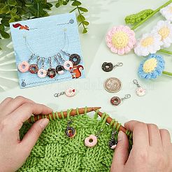 14Pcs 7 Style Donut Opaque Resin Imitation Food Pendant Stitch Markers&nbsp;HJEW-AB00712