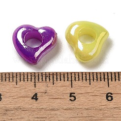 メッキ不透明アクリルヨーロピアン大穴ビーズ  ABカラー  ハート  ミックスカラー  11.5x12.5x5mm  穴：4.7mm  1562個/ 500g&nbsp;OACR-E039-59