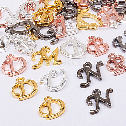ラックメッキ合金チャーム  アルファベット  a～zの文字  ガンメタル＆ゴールデン＆ローズゴールド＆シルバー  a～zの文字  12~17x4~15x2mm  穴：1.5mm  4色  1セット/カラー  26個/セット  4セット /箱  104個/箱&nbsp;PALLOY-SC0002-26
