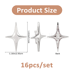 バックパック用スター合金ラペルピン16個  プラチナ  41x29.5mm&nbsp;JEWB-FH0002-96P