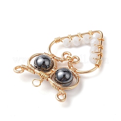 ガラスチャーム  銅線と  フクロウ  ホワイト  31~32x21x6.3mm  穴：1.7~2.2mm&nbsp;PALLOY-JF02718-02